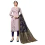 DnVeens Women's Cotton Embroidered Unstitched Dress Material with Dupatta - MDSULTANA7301; Purple and Blue ; Free size