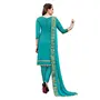 DnVeens Women's Chanderi Hand Work Salwar Suit Dress Material (SILVINA; Turquoise), 2 image