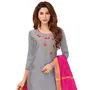 DnVeens Women's Cotton Embroideried Unstitched Dress Material (BLOSSOM2010 Grey & Pink), 2 image