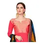 DnVeens Banarasi Jacquard Unstitched Salwar Suit Dress Material for Womens (KULFI1004 Peach Black Unstitched), 2 image