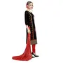 DnVeens Women's Pure Cotton Unstitched Embroidery Dress Material (MDAAMIRA1809; Free Size; Black; Red), 4 image