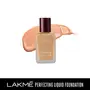Lakme Perfecting Liquid Foundation Pearl Long Lasting Waterproof Full Coverage Lightweight Foundation For Oil Free And Dewy Skin 27 ml & Eyebrow Pencil Black 1.2g, 3 image