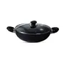 Bergner Essential Plus 5 Layer Marble Non Stick Kadai/Kadhai with Glass Lid 26 cm 4.5 litres Induction Base Food Safe (PFOA Free) Thickness 2.8mm 1 Year Warranty Black