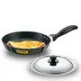 Hawkins Futura Nonstick Frying Pan with Stainless Steel Lid Capacity 1 Litre Diameter 22 cm Thickness 3.25 mm Black (NF22S)
