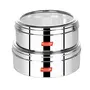 Sumeet Stainless Steel Flat Canisters/Puri Dabba/Storage Containers With See Through Lid Set of 2Pcs (2Ltr 2.5Ltr)