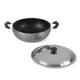 Anjali - DKD25 Non-Stick Kadai with Stainless Steel Lid 2.5 litres Black, 2 image