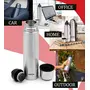 Milton Flip Lid 350 Thermosteel 24 Hours Hot and Cold Water Bottle with Bag 350 ml Silver, 6 image