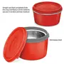 Milton Microwow Inner Stainless Steel Lunch Container Set of 2 350 ml Each Red | 100% Leak Proof | Microwave Safe | BPA Free | Dishwasher Safe | Easy to Carry | Air Tight, 4 image