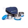 Signoraware Sleek Stainless Steel Lunch Box (250ml+250ml+350ml) Set of 3 Blue, 2 image
