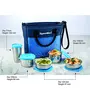 Signoraware Officier Stainless Steel Lunch Box with Blue Bag (Set of 5 380 ml 380 ml 500 ml 500 ml 370 ml Blue), 2 image