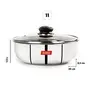 Sumeet Stainless Steel Encapsulated Bottom Induction and Gas Stove Friendly Tasra with Glass Lid - (1.5Ltr - 20cm) Silver, 8 image