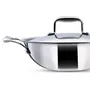 Wonderchef Nigella 3-Ply Stainless Steel Kadhai with Lid 20cm 1.5Litres 2.6mm Thickness Silver Standard, 3 image