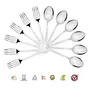 Sumeet Stainless Steel Heavy Gauge Spoon and Fork Set of 12 Pc (Dessert/Table Spoon 6 Pc (18.5cm L) Dessert/Table Fork 6 Pc (18.2cm L)) (1.6mm Thick), 2 image