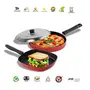 SUMEET Aluminium 2.6mm Thick Non-Stick Vivid Cookware Set (Grill 1.1Ltr Capacity 22cm Pizza Pan 23cm Dia Red), 2 image