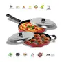 Sumeet 2.6mm Thick Non-Stick Red Indian Aluminium Cookware Set - Grill Appam Patra with Lid and Pizza Pan (23 X 23 X 3.7cm 23 X 23 X 3cm), 2 image