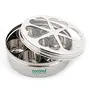 Coconut Stainless Steel Flora Indian Spice Container/Masala Box with 7 Bowls - 1 Unit ( Round Shaped) - Diamater- Cm, 4 image