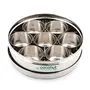 Coconut Stainless Steel Flora Indian Spice Container/Masala Box with 7 Bowls - 1 Unit ( Round Shaped) - Diamater- Cm, 6 image