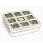 Coconut Stainless Steel Masala Box -Square Cubic See thru Lid - Spice box - Condiment box - 9 partition, 2 image