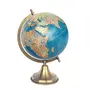 8" Royal Blue Educational, Antique Globe With Brass Antique Arc And Base By Globes Hub - Perfect for Home, Office & Classroom
