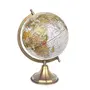 8" Ruff Off White Educational, Antique Globe With Brass Antique Arc And Base By Globes Hub -Perfect for Home, Office & Classroom