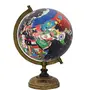 8-inch Educational Antique Globe with Brass Arc and Wooden Base By Globes Hub-Perfect for Home, Office & Classroom
