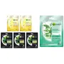 Garnier Skin Naturals Face Serum Sheet Mask (3 Charcoal + 2 Light Complete) (Pack Of 5) 220 (Pack of 5) and Garnier Skin Naturals Green Tea Face Serum Sheet Mask (Green) 32g