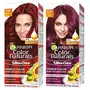 Garnier Color Naturals Creme Riche Hair Color 765 Raspberry Red 55ml + 50g and Garnier Color Naturals Creme Riche Hair Color Plum Red 55ml + 50g