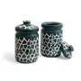 Ceramic Storage Jar Set - 900 ml, 2 Pieces, Green, 3 image