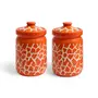 Ceramic Storage Jar Set - 900 ml, 2 Pieces, Orange, 2 image