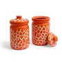 Ceramic Storage Jar Set - 900 ml, 2 Pieces, Orange, 3 image