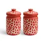 Ceramic Storage Jar Set - 900 ml, 2 Pieces, Red, 2 image