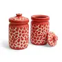 Ceramic Storage Jar Set - 900 ml, 2 Pieces, Red, 3 image