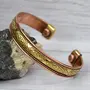 Mix Metal Copper Kada Copper Bracelet free size Adjustable Kada / Bracelet for Men and Women (Color : Copper & Silver) Combo 3 pc, 2 image