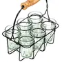 Urban Platter Glass Iron Cutting Chai Glass With Stand - 6 Pieces Transparent 100 ml, 2 image