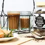 Urban Platter Glass Iron Cutting Chai Glass With Stand - 6 Pieces Transparent 100 ml, 4 image
