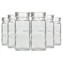 Urban Platter Mason Glass Jar with Wide Mouth Silver Cap 100ml [Pack of 6 Mason Jars Screw Caps Microwave-Safe]