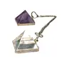 SATYAMANI Natural Energised Clear Quartz and Amethyst Eye Pyramid Chakra Balancing for Unisex Color- Clear (Pack of 1 Pc.), 2 image