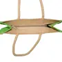 SATYAMANI ALOKIK Wen's Laminated Jute Lunch Bags with Brocade and Zipper (Beige and Green), 4 image