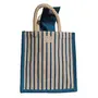 ALOKIK Print Jute Bags For Ladies/Girls Without Zipper (Blue & White)