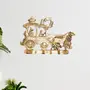 KridayKraft Metal Gold Plated Antique Lord Krishna and Arjun Rath Chariot with Two Horses Decorative Showpiece (19 cm Height X 4 cm Length X 29 cm Wide)