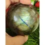 Blue Fire Rainbow Labradorite Stone Spectrolite Sphere Orb 308 GM For Promotes Psychic Abilities Strengthens Stimulates imagination Calmi, 4 image