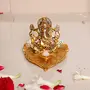 Kridaykraft Metal Lord Ganesha On Leaf with Diya Idol for Pooja Room Showpiece for RoomOffice & Tablecar and Gift for Have Anniversaries Birthday.