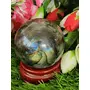 Blue Fire Rainbow Labradorite Stone Spectrolite Sphere Orb 308 GM For Promotes Psychic Abilities Strengthens Stimulates imagination Calmi, 2 image