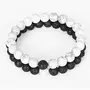 Black and White Crystal 8 mm Lava and Howlite Stone Yoga Couple Bracelet 2-Pieces for Men and Women, 2 image