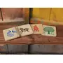 IVEI Sanjhi Print Wooden Coasters - Wood Table Coaster - Dinner Decor Centerpiece Wooden Coaster for He Kitchen Office Desk - Decorative Holder for Tea Coffee Cups - Tabletop Coasters - Set of 4, 4 image