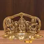 Prince Home Decor & Gifts Metal Gold Plated Laxmi Ganesh Saraswati Idol Oil Lamp, 3 image