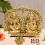 Prince Home Decor & Gifts White Metal Gold Plated Diwali Laxmi Ganesh Chocki God Idol with Metal om Shape Incense Stick Holder