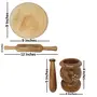 Wooden Ladle Set Of 6 + 1Chakla + 1Belan + Mortar & Petle Set, 5 image