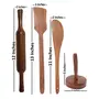 Wooden Spoon Set 1 Frying, 1 Serving, 1 Masher, 1 Chapati Roller, 1 Grinder ( Brown ), 4 image