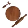 Wooden Chakla Belan Rolling Pin Kitchen Utensils (Brown) With Free Face Massager, 3 image